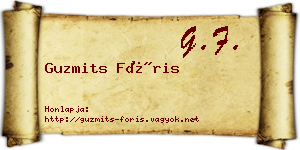 Guzmits Fóris névjegykártya